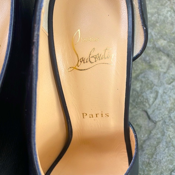 CHRISTIAN LOUBOUTIN VERITA BLACK LEATHER 6” STILLETTO HEEL PEEP TOE PUMPS🔥👠-9 - Picture 4 of 15